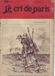 Illustratie door Ricardo Flores voor de Omslag van Le Cri de Paris, 07/05/16 - Corvee de pinard - Oorlog van 14-18, Wijn, Soldatenleven, Kantine