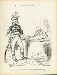 Illustratie van Ricardo Flores (1878-1918) in Le Lire, 29/11/13 - In de Derde Republiek - Iere Republiek - Generaal Generaux, Baptiste Faurie (1853-1938)