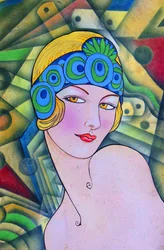 Art-deco-portret van een flapper