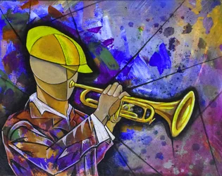 Een levendige jazzmuzikant