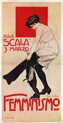 Een feministische bijeenkomst in La Scala op 03/03/1906 (poster)