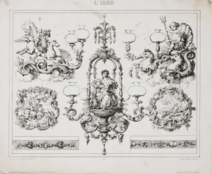 Gas- of oliekroonluchters, Parijs, Frankrijk, ca. 1860