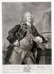 Portret van admiraal Thomas Smith, vice-admiraal van de Witte Vloot, gegraveerd door John Faber 1746