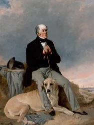 Portret van een Heer met zijn Labrador