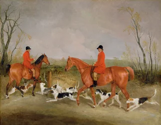 George Mountford, jager bij de Quorn, en W. Derry, whipper-in, bij John O