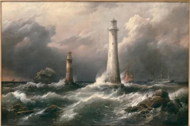 H.M.S. Lord Warden bij de Eddystone Vuurtorens
