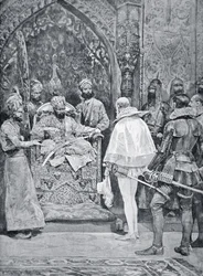 Akbar de Grote ontvangt de ambassadeur van Koningin Elizabeth in 1599
