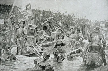 De Slag bij Towton in 1461, illustratie uit Hutchinsons 