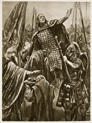 De verheffing van Eduard de Oudere tijdens zijn kroning in Kingston upon Thames op Pinksterzondag, uit ‘The Illustrated London News’, 1902