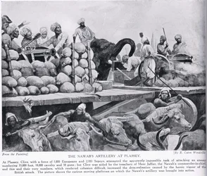 De artillerie van de Nawab bij Plassey, illustratie uit 