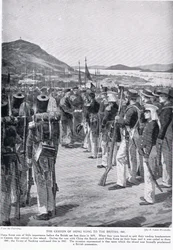 De overdracht van Hong Kong aan de Britten, 1841, illustratie uit 