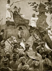 Britse troepen betreden Singapore, 1824, illustratie uit 