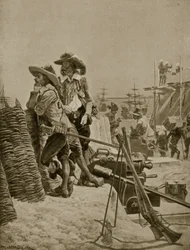 De bouw van het eerste Fort in Madras, 1640, illustratie uit 