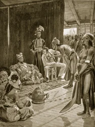 Sir James Brooke in Borneo, 1842, illustratie uit 