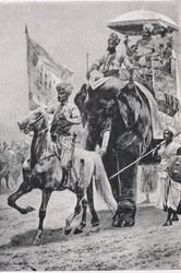 Suraj-ud-Daula bij Plessey, 23 juni 1757, illustratie uit British Battles on Land and Sea, 1915