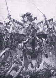 De Hertog van Marlborough bij de Slag bij Oudenarde, 11 juli 1708, illustratie uit British Battles on Land and Sea, 1915