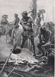 De Prins van Wales neemt afscheid van Kardinaal de Talleyrand-Perigord op de ochtend van de Slag bij Poitiers, 19 september 1356, illustratie uit Britse Slagen op Land en Zee, gepubliceerd door Casse