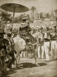 De Overgave van Rangoon aan de Britten, 1824, illustratie uit 