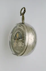 Zijaanzicht van een paar-behuizde verge klok, ca. 1685