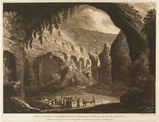 Uitzicht in de Binnenkant van het Amfitheater van Vespasion in Rome Gewoonlijk het Colosseo genoemd