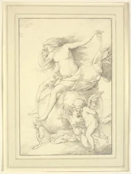 Allegorie van Fortuna op een wereldbol omringd door putti