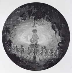Puck en de feeën, gegraveerd door William Home Lizars (1788-1859)