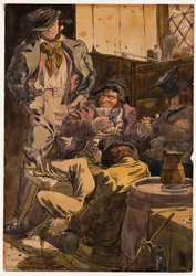 Schets ter illustratie van de Passies - Dronkenschap, 1854