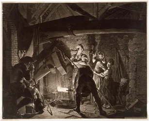 Een ijzersmederij, naar Joseph Wright of Derby