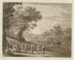 Landschap met dansende figuren