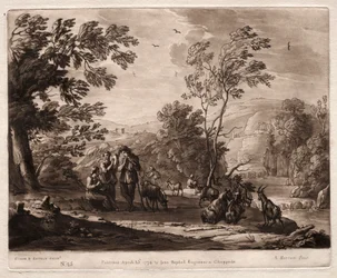 Liber Veritatis: Nr. 25, Een bergachtig en bebost landschap met herders..., 1774