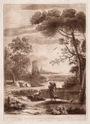Liber Veritatis: Nr. 50, Een Rivierscène met Tobias en de Engel
