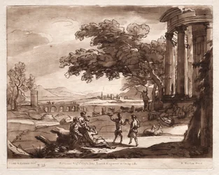 Liber Veritatis: Nr. 55, Een landschap met een tempel en een nimf en satyr die dansen