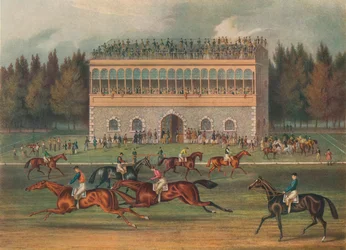 Goodwood Grand Stand. Voorbereiding op de start, 1836