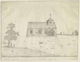 Afscheid Kerk: pentekening, nd [?eind 18e eeuw] (tekening)