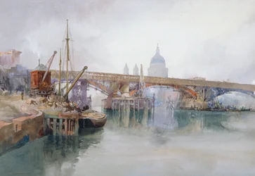 Southwark Bridge in afbraak, 1915