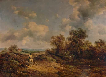 Uitzicht bij Sevenoaks, Kent, met man op wit paard, 19e eeuw, 1935