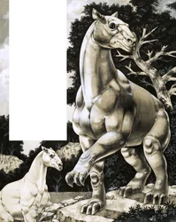 Moropus, een oud soort paard met drie enorme klauwen