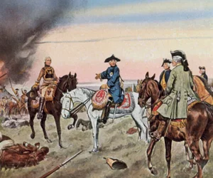 Na de afloop van de Slag bij Zorndorf, 25 augustus 1758 (kleurenlitho)