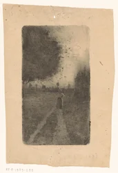 Vrouw op een landweg