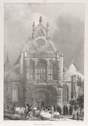 Schilderachtige en Romantische Reizen in Oud Frankrijk, Franche-Comté: Voorkant van de Kerk in Brou