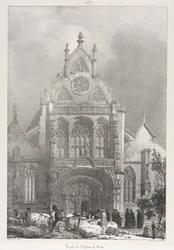 Pittoreske en romantische reizen in Oud-Frankrijk, Franche-Comté: Voorkant van de kerk in Brou, 1825