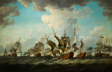 Slag bij de kardinalen in 1759 geschilderd door Richard Paton