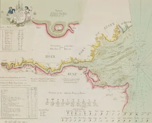 Kaart van de rivier de Theems en de monding