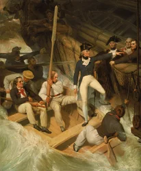 Nelson aan boord van een veroverd schip, 20 november 1777