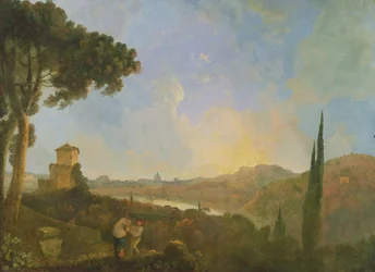 Een uitzicht op de Tiber met Rome in de verte, ca. 1770-80