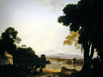 Een uitzicht over de Tiber met Bernini