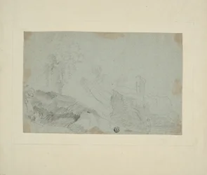 Rotsachtig landschap met staande figuur