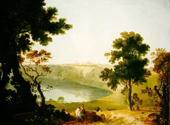 Uitzicht op het Castel Gandolfo en het Meer van Albano, c.1754