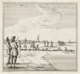 Winterlandschap met schaatsers