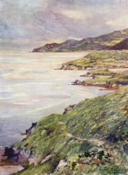Een eenzame kust, Barmouth Estuarium (kleur litho)